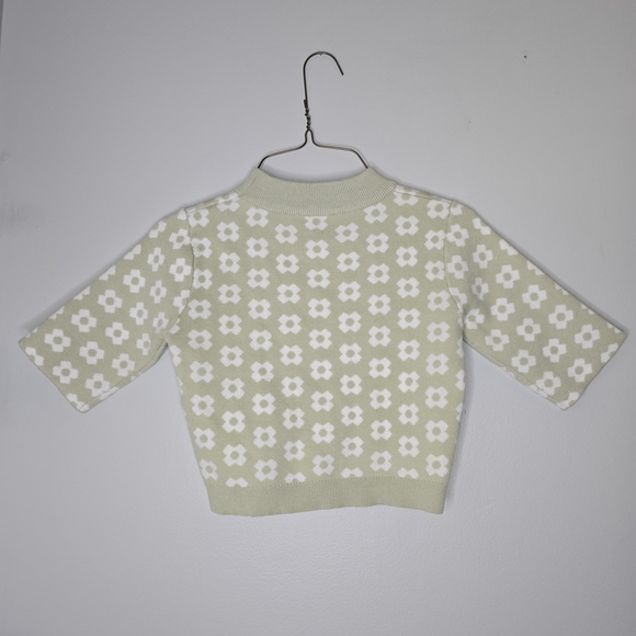 Princess Polly Green White Floral Mock Neck Sweater Women's Size Small S/M - Picture 3 of 9